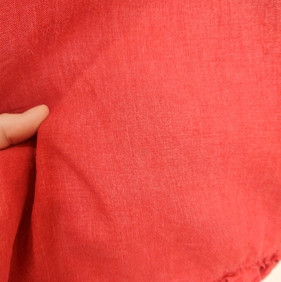 Bryn Walker Vneck Sleeveless Tunic Top Dress Linen Red‎ Ruffle Detail Small A - Picture 7 of 12